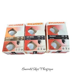 Sylvania 40watt Light Bulbs Brand New 12 Bulbs 2 soft white and 1 standard